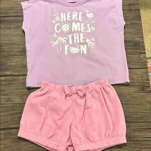 Kids Lavender and Pink Pajama Set - Soft Short Sleeve Top & Shorts
